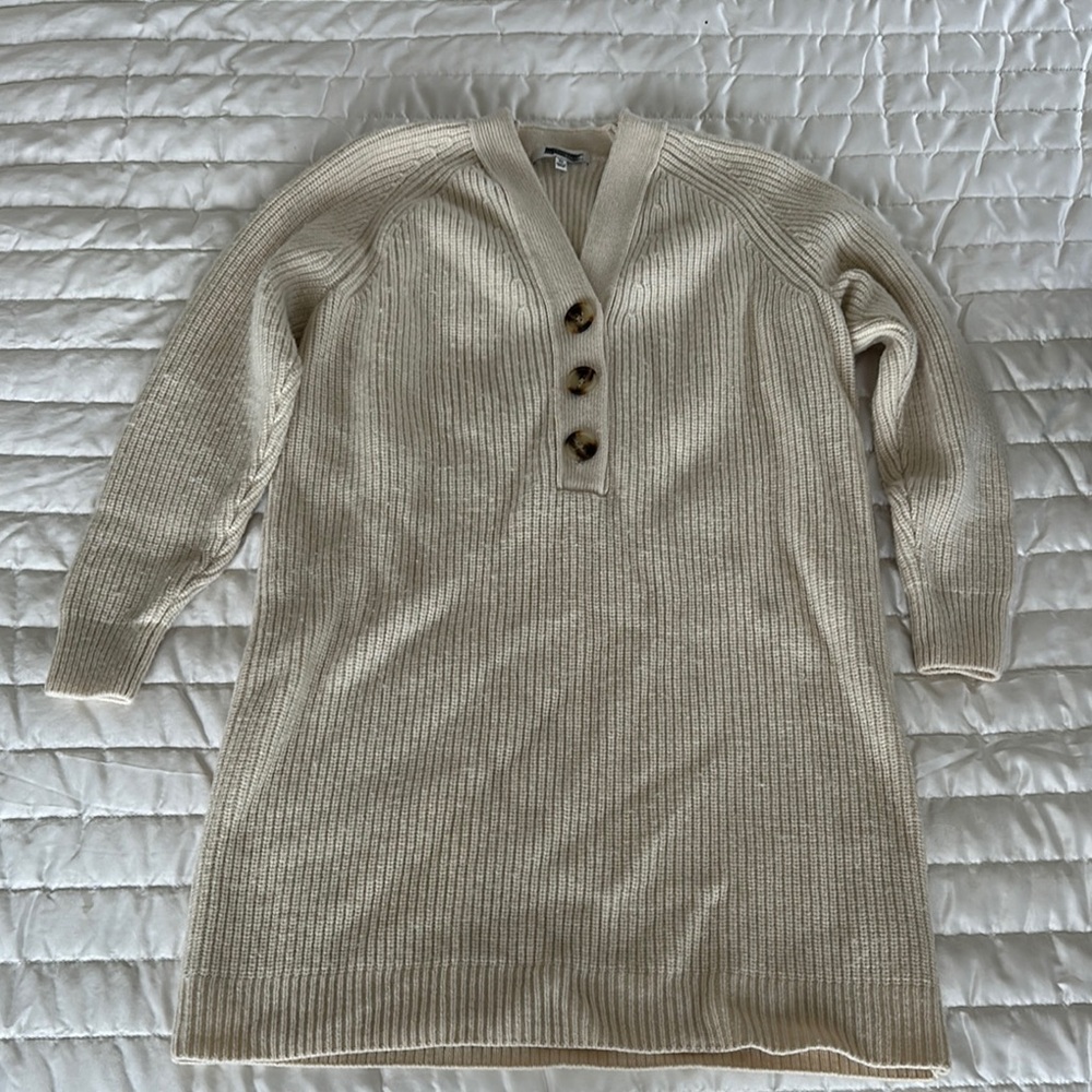Madewell Cream Ribbed Sweater Dress